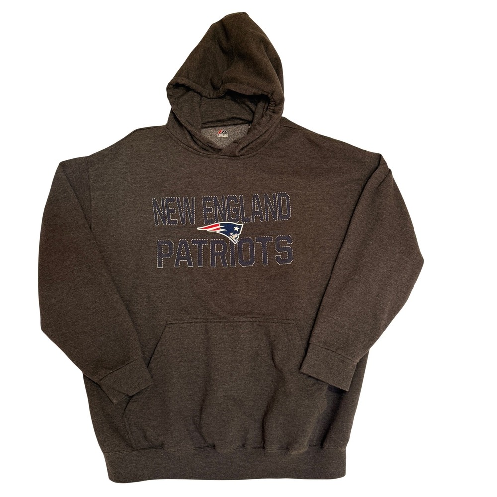 NEW Majestic New England Patriots Hoodie Mens 3XL Big Gray NFL Sweatshirt